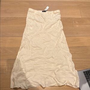 J. Crew Cream Midi A-Line Skirt Ruched Casual